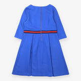 Dress Cobalt Blue Striped Waist Cotton 3/4 Sleeve