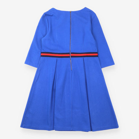 Dress Cobalt Blue Striped Waist Cotton 3/4 Sleeve