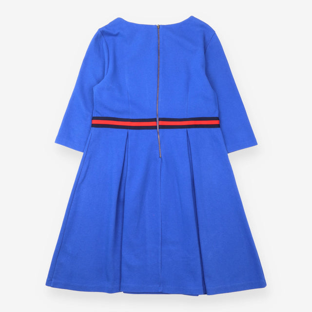 Dress Cobalt Blue Striped Waist Cotton 3/4 Sleeve