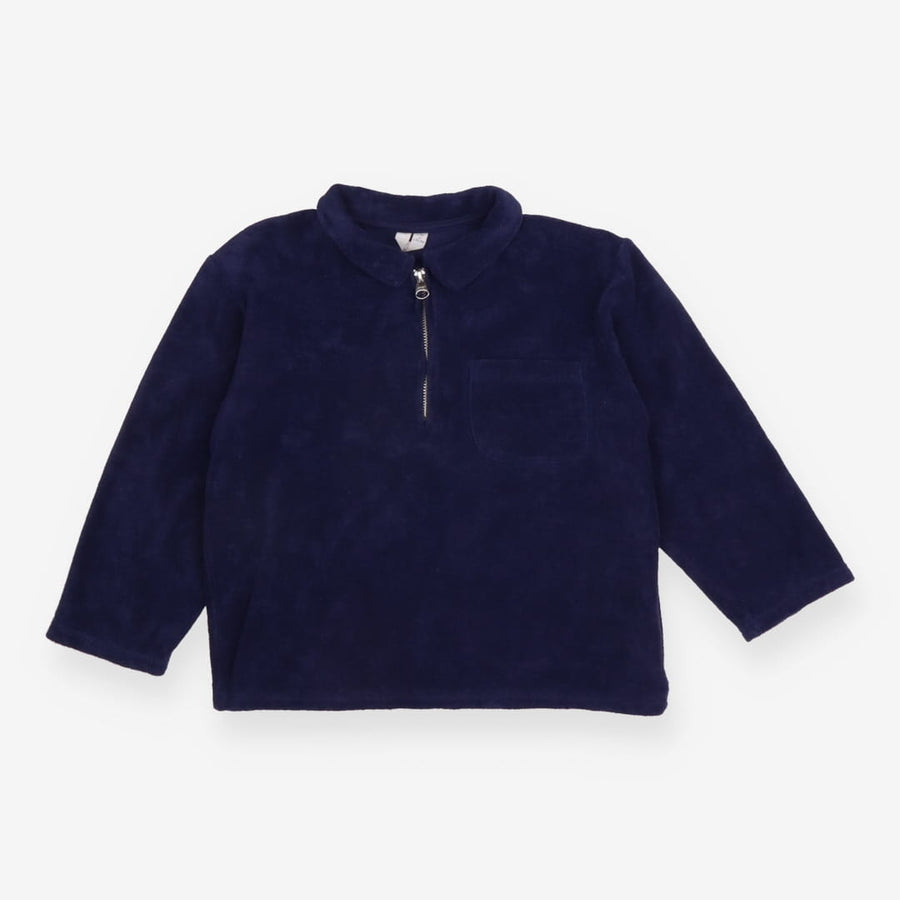 Tee LS blue collar towelling