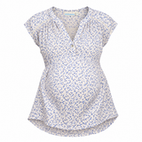 Blue Ditsy Floral Sleeveless Maternity Blouse