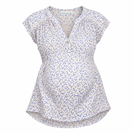 Blue Ditsy Floral Sleeveless Maternity Blouse