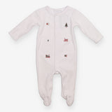 White velour sleepsuit with festive appliques