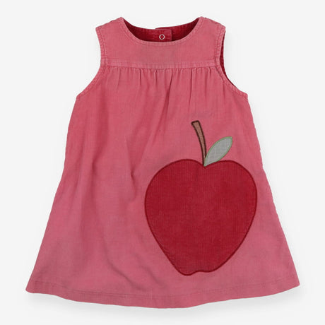 Dress Sleeveless Cord Pink Apple Applique