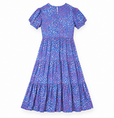 Maxi Dress Teal Pink Abstract Print Tiered Short S