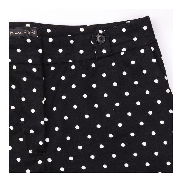 Polka Dot Slim Fit Trousers Black White
