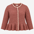 Cardigan Pink Knit Scallop Trim Button Front