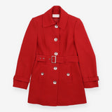 Dark Red Belted Tailored Trench Coat