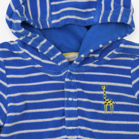 Towelling Coverup Blue Stripe with Giraffe Appliqu