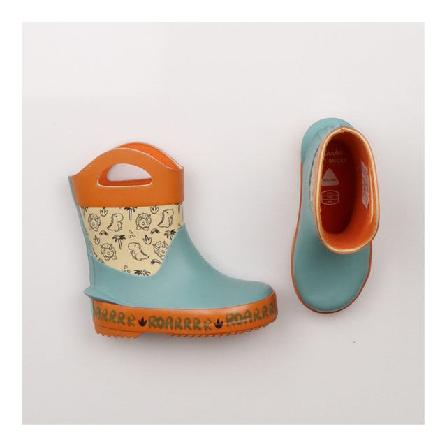 Wellies blue and orange dinosaurs