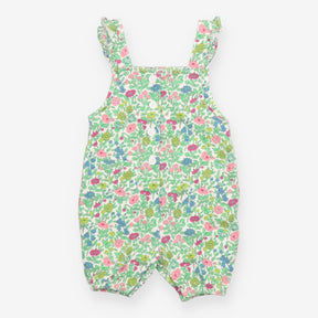 Romper jersey green plants flowers frill straps