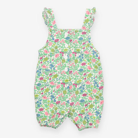 Romper jersey green plants flowers frill straps