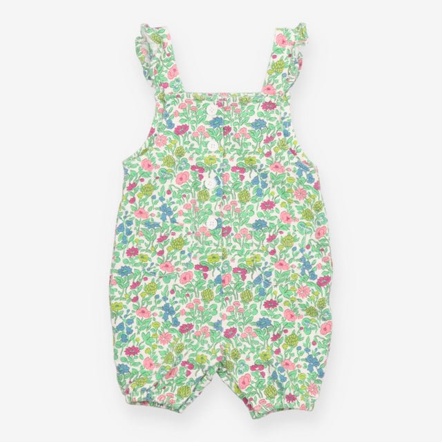 Romper jersey green plants flowers frill straps