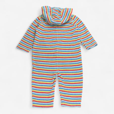 Onesie with Hood Multi Coloured Stripe Towelling
