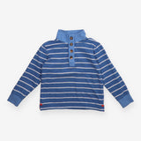 Funnel Neck Striped Sweatshirt Blue and White