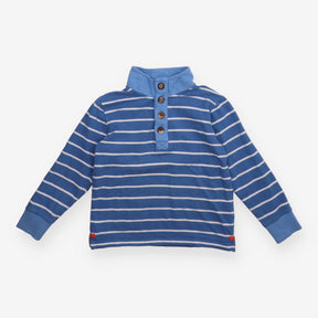 Funnel Neck Striped Sweatshirt Blue and White
