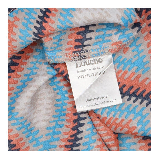 Dress Orange Blue Geometric Print Fit And Flare