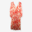 Anya Red White Floral Chiffon Midi Dress