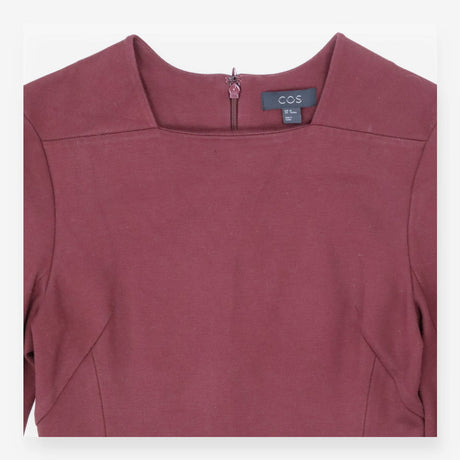 Burgundy sculpted long sleeve contour midi dress