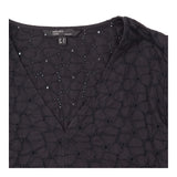 Broderie Anglaise V Neck Puff Sleeve Top Black