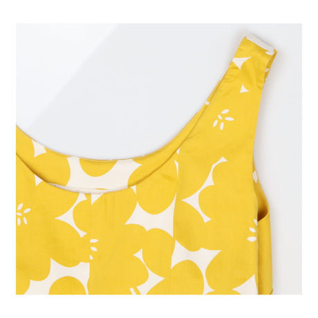 Yellow and White Floral Fit and Flare Midi Dress