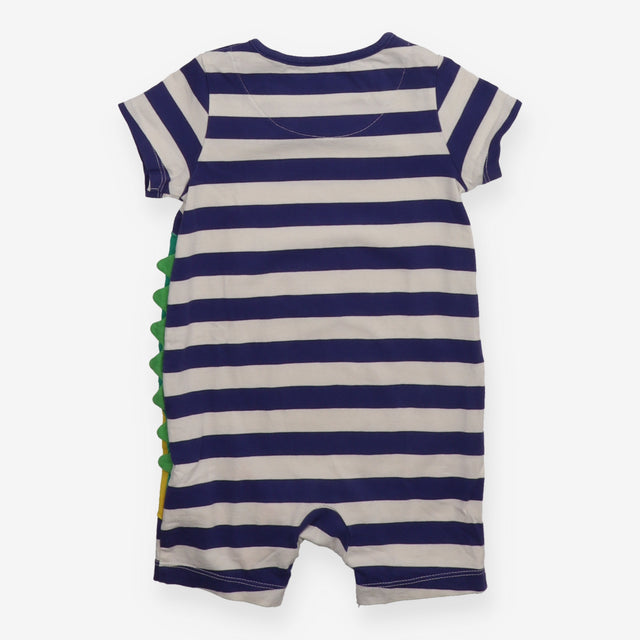 Jersey Shortie Romper navy and white Strips with C