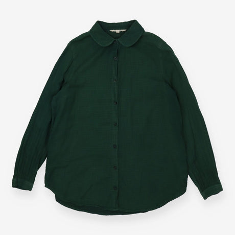 Peter Pan Collar Check Shirt – Green & Blue Cotton