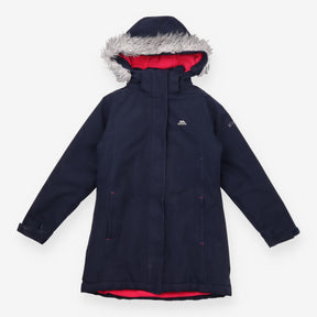 Navy long parka with pink lining
