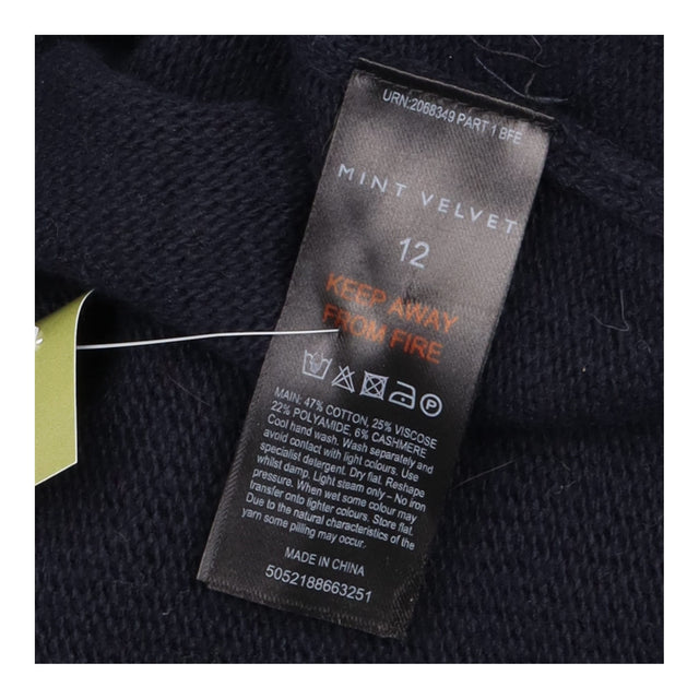 Cardigan Navy Blue Lace Up Detail Long Sleeve Knit