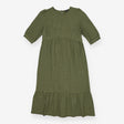 Gingham Check Midi Dress Green – Puff Sleeve Desig