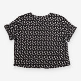 Boden Black White Ditsy Floral Short Sleeve Crew N