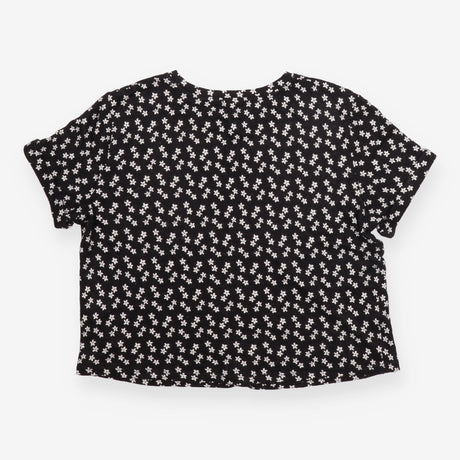 Boden Black White Ditsy Floral Short Sleeve Crew N