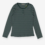 Green and white striped essentials ribbed henley