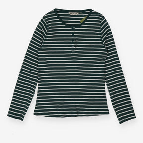 Green and white striped essentials ribbed henley
