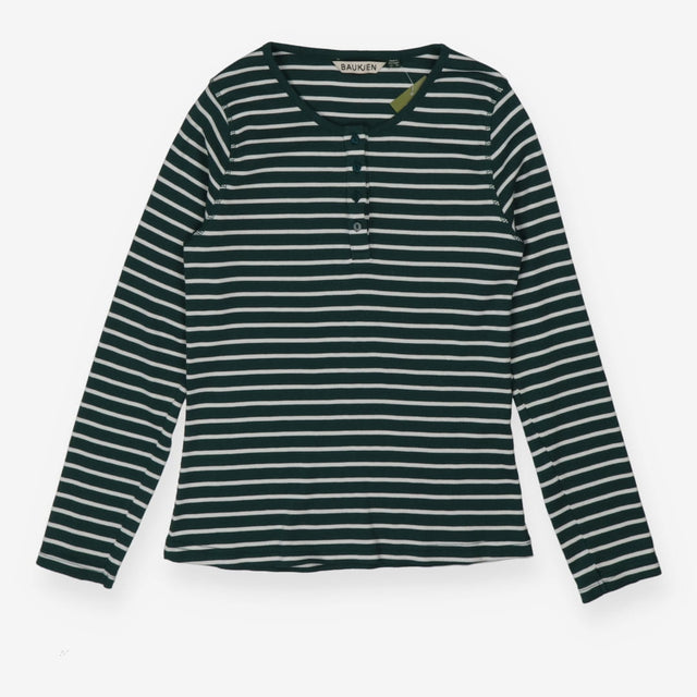 Green and white striped essentials ribbed henley