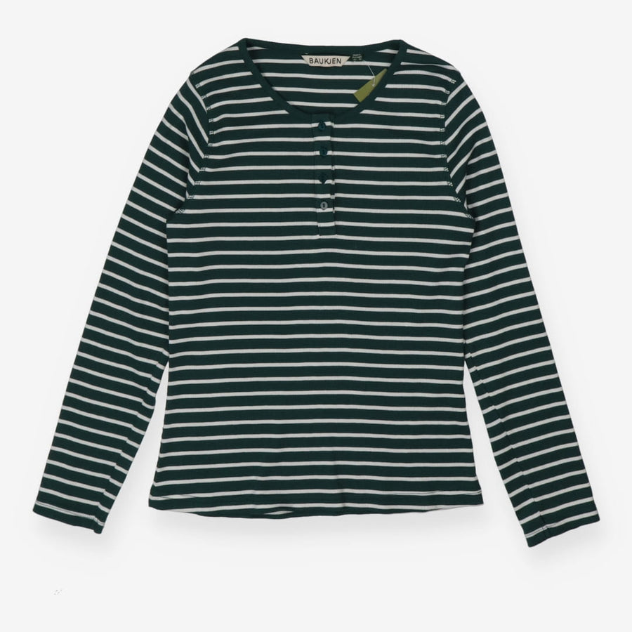 Green and white striped essentials ribbed henley