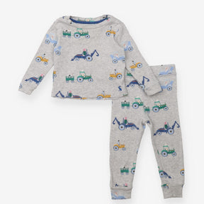 Pyjamas Set Grey Farm Animals Driving Tractors