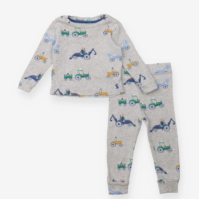 Pyjamas Set Grey Farm Animals Driving Tractors