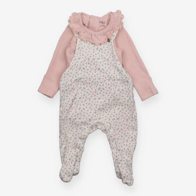 Rose Dungarees with Pink Bodysuit 