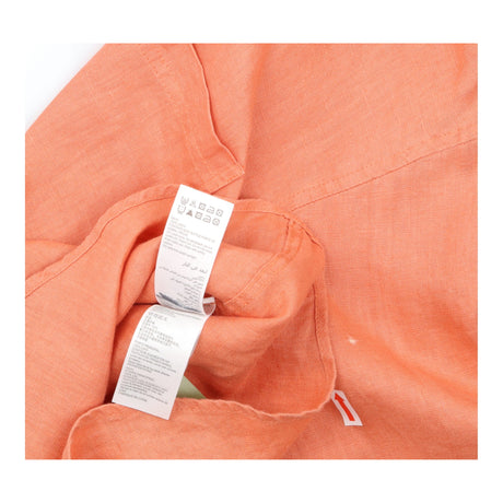 Blouse Coral Orange Linen Look Long Sleeve Patch P