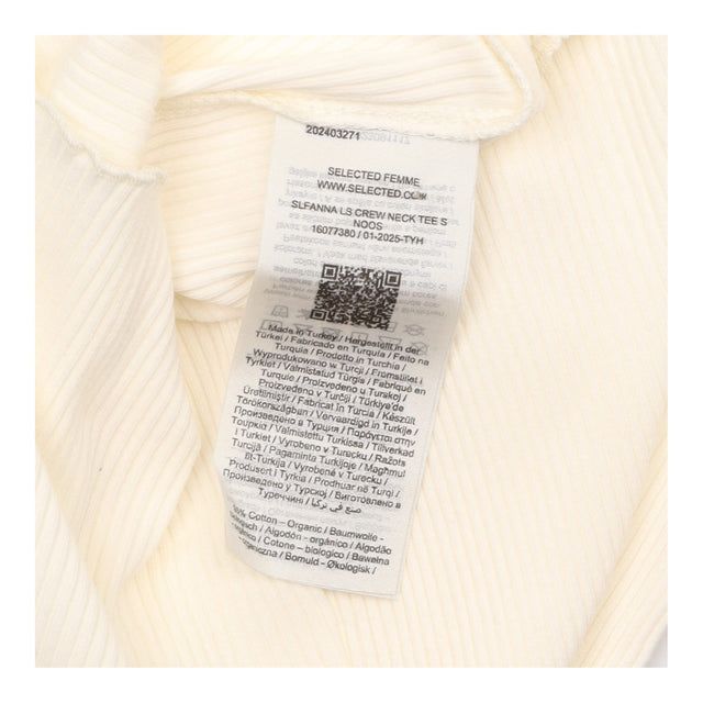 Long Sleeve Top Cream Ribbed Organic Cotton