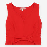 Boden Bright Red V Neck Bow Waist Sleeveless Dress