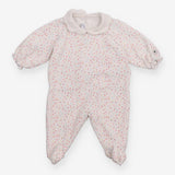 Sleepsuit velour coloured spot collar