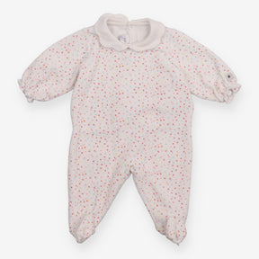 Sleepsuit velour coloured spot collar