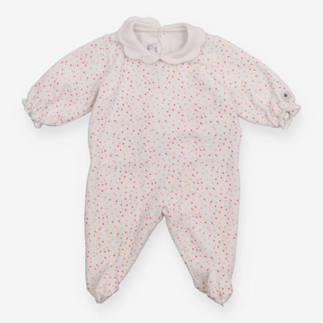 Sleepsuit velour coloured spot collar