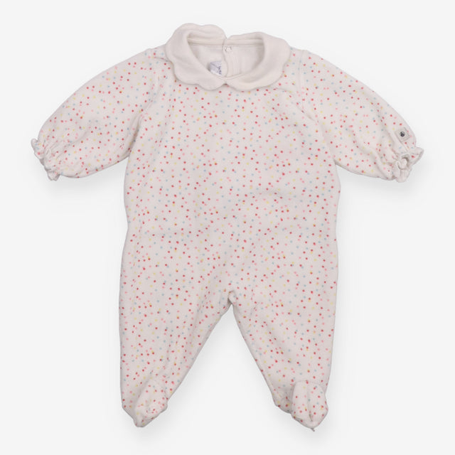Sleepsuit velour coloured spot collar