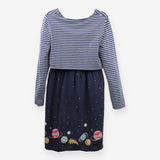Frugi Bloom Maternity Dress Navy Stripe Space Prin
