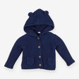 Knit hooded navy cardigan with bear ears