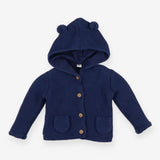 Knit hooded navy cardigan with bear ears