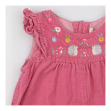 Dungaree cord pink hedgehog